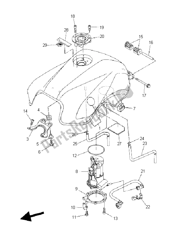 Alle onderdelen voor de Benzinetank van de Yamaha FZ6 N Fazer 600 2006