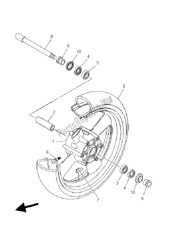 All parts for the Front Wheel of the Yamaha MT 01 1670 2007