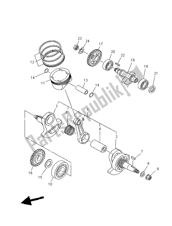 All parts for the Crankshaft & Piston of the Yamaha XT 660R 2007