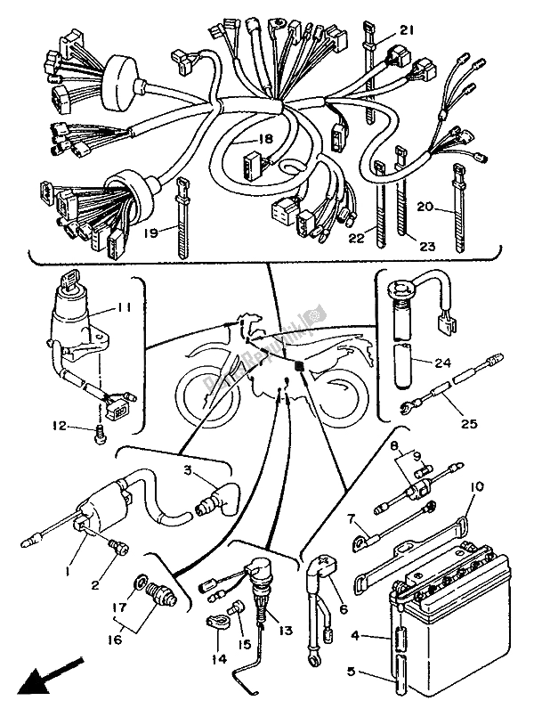 All parts for the Electrical 1 of the Yamaha DT 125E 1991