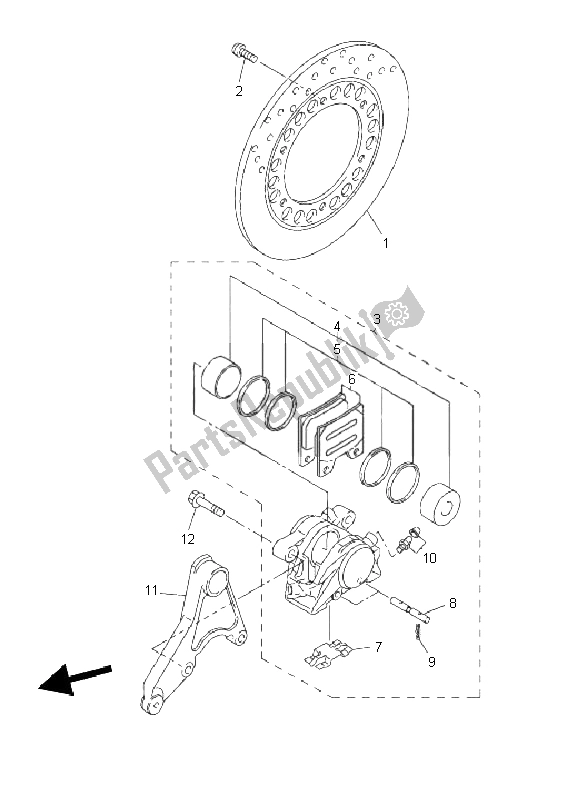 Tutte le parti per il Pinza Freno Posteriore del Yamaha XJR 1300 2011