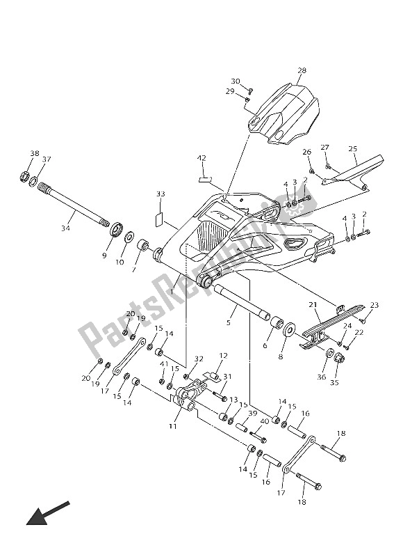 Tutte le parti per il Braccio Posteriore del Yamaha YZF R1M 1000 2016