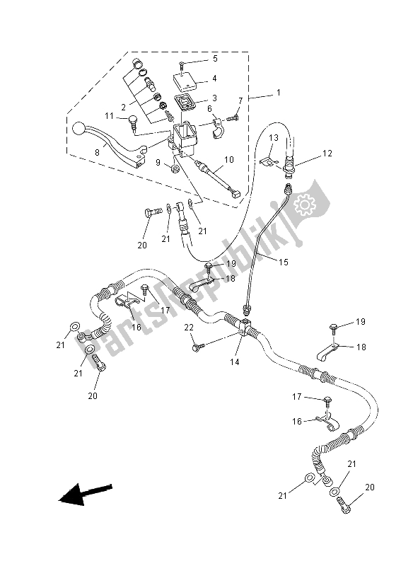 Tutte le parti per il Pompa Freno Anteriore del Yamaha YFM 450F Grizzly IRS 4X4 2012