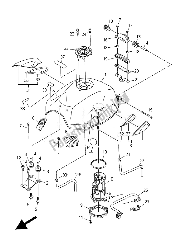 All parts for the Fuel Tank of the Yamaha XJ 6 FA 600 2014