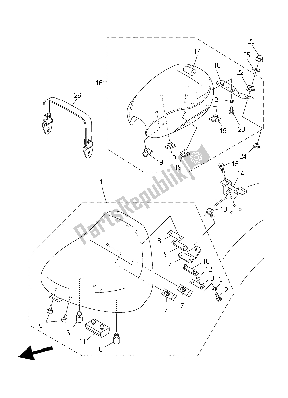 Todas las partes para Asiento de Yamaha XVS 650A Dragstar Classic 2006