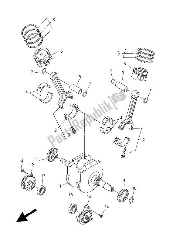 All parts for the Crankshaft & Piston of the Yamaha XVS 1300A 2014