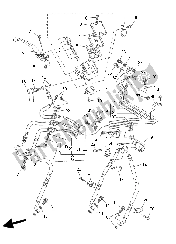 Toutes les pièces pour le Maître-cylindre Avant du Yamaha FJR 1300A 2009