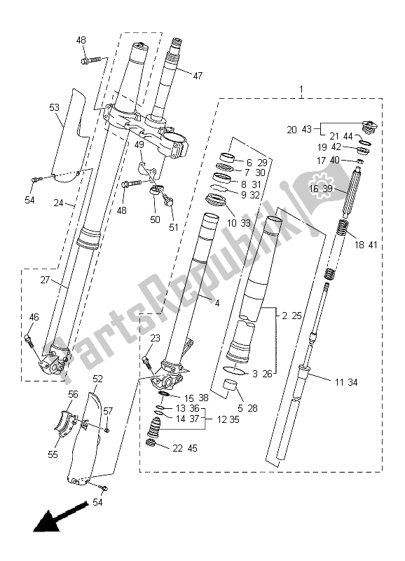 All parts for the Front Fork of the Yamaha WR 250X 2012