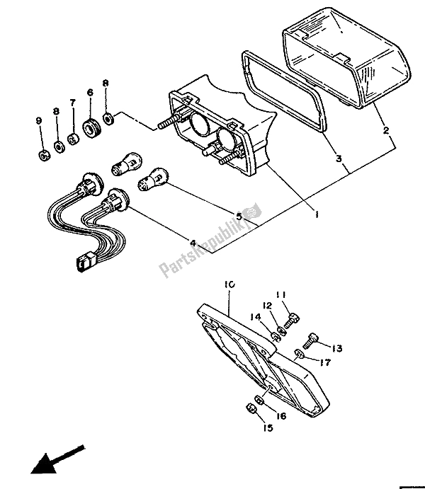 All parts for the Taillight of the Yamaha RD 350 LCF 1988