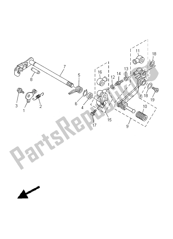 All parts for the Shift Shaft of the Yamaha TT R 125 LWE 2013