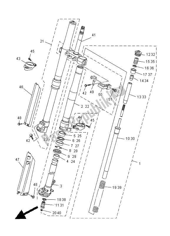 All parts for the Front Fork of the Yamaha YZ 250 2000