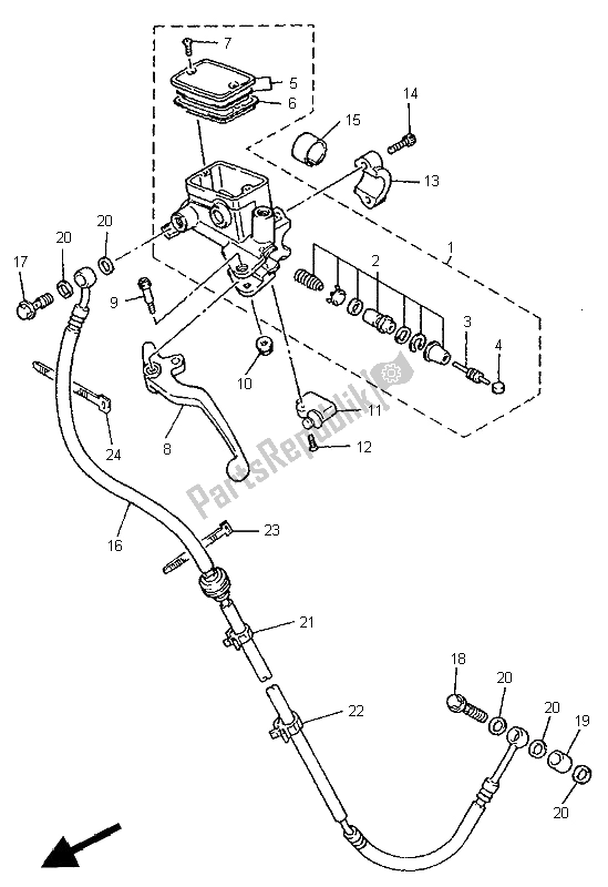 Tutte le parti per il Pompa Freno Anteriore 2 del Yamaha XJR 1200 1996