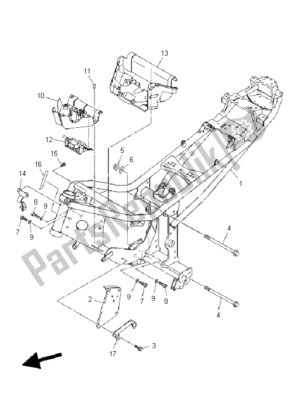 All parts for the Frame of the Yamaha XJ6N 600 2011