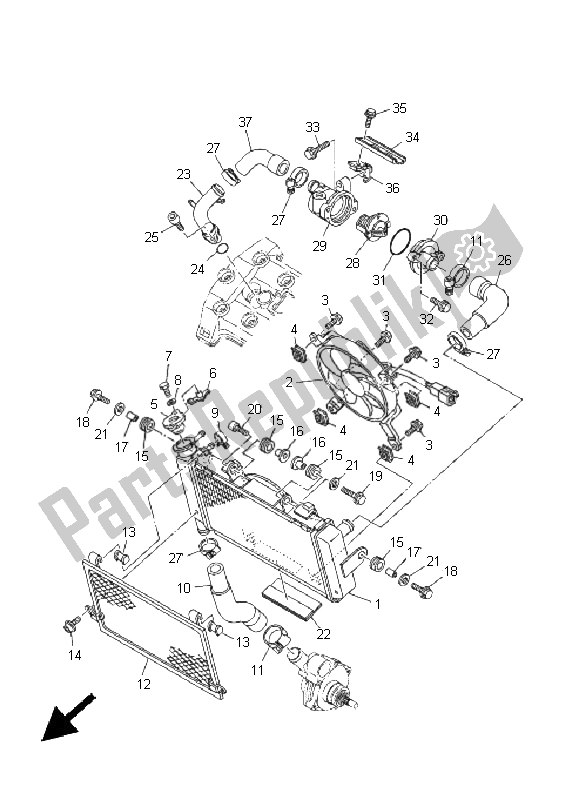 Todas las partes para Radiador Y Manguera de Yamaha TDM 900 2005