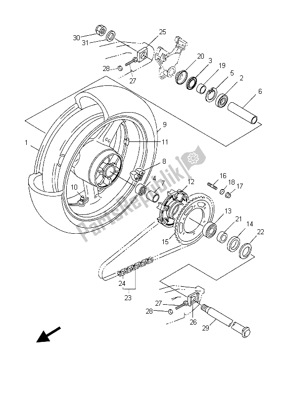 Tutte le parti per il Ruota Posteriore del Yamaha YZF R1 1000 2003