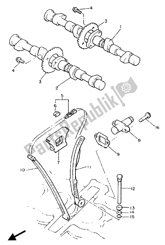 Toutes les pièces pour le Arbre à Cames Et Chaîne du Yamaha XJ 900 1990