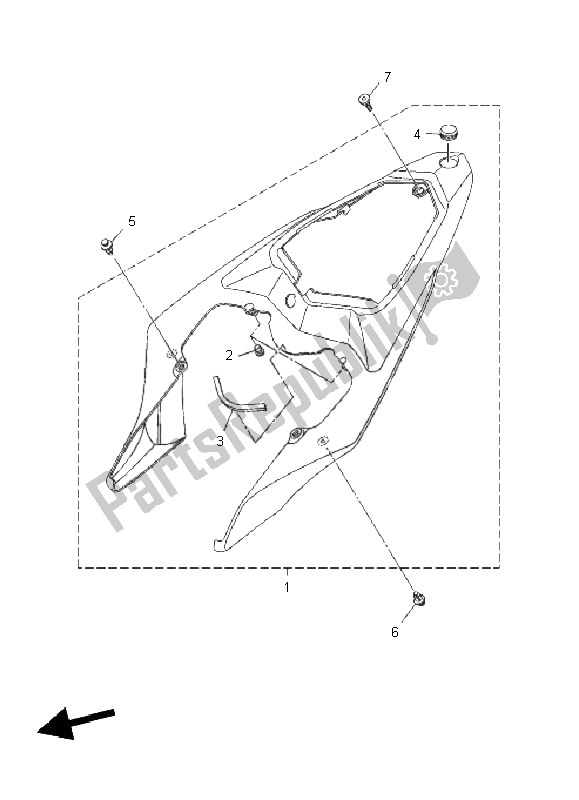 All parts for the Side Cover of the Yamaha YZF R1 1000 2011