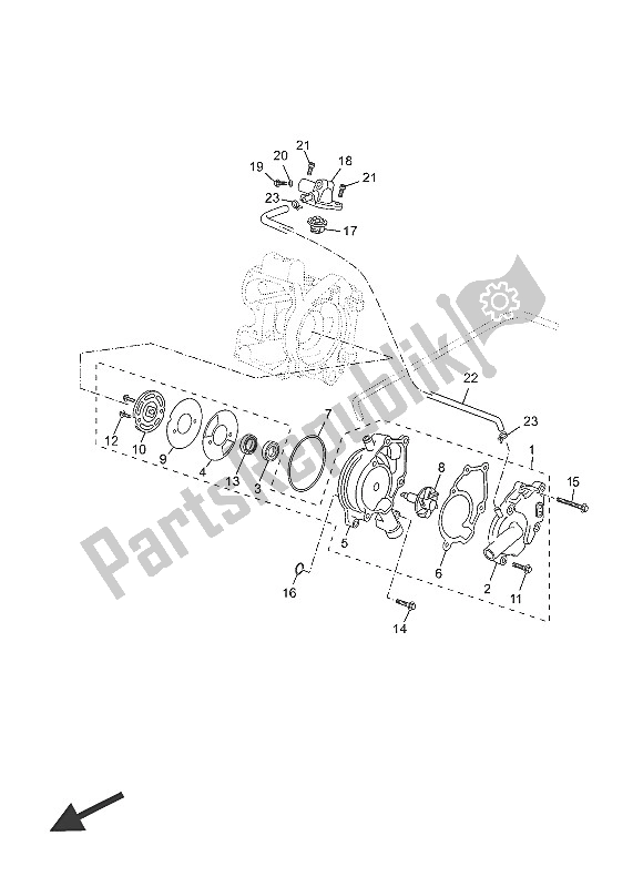 Alle onderdelen voor de Waterpomp van de Yamaha YP 125 RA 2016