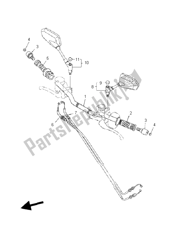 All parts for the Steering Handle & Cable of the Yamaha MT 01S 1670 2009