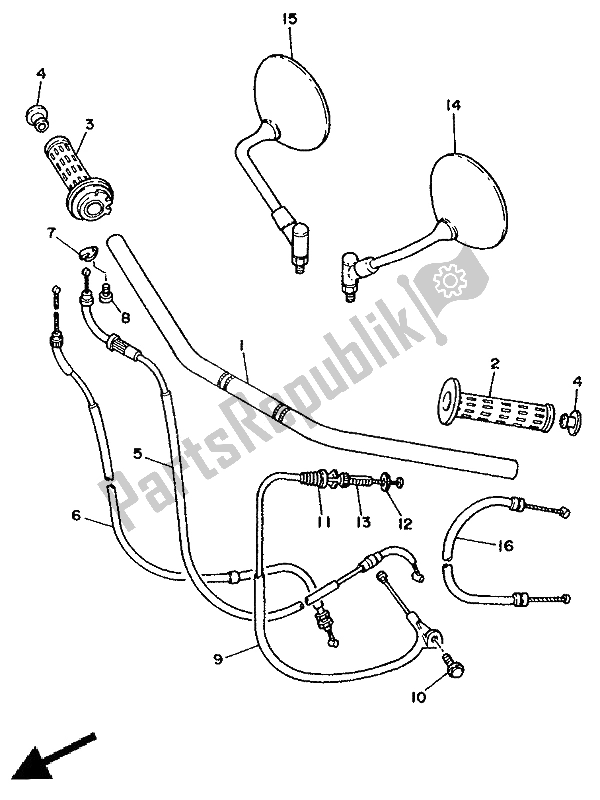 Wszystkie części do Uchwyt Kierownicy I Kabel Yamaha XV 250 Virago 1992