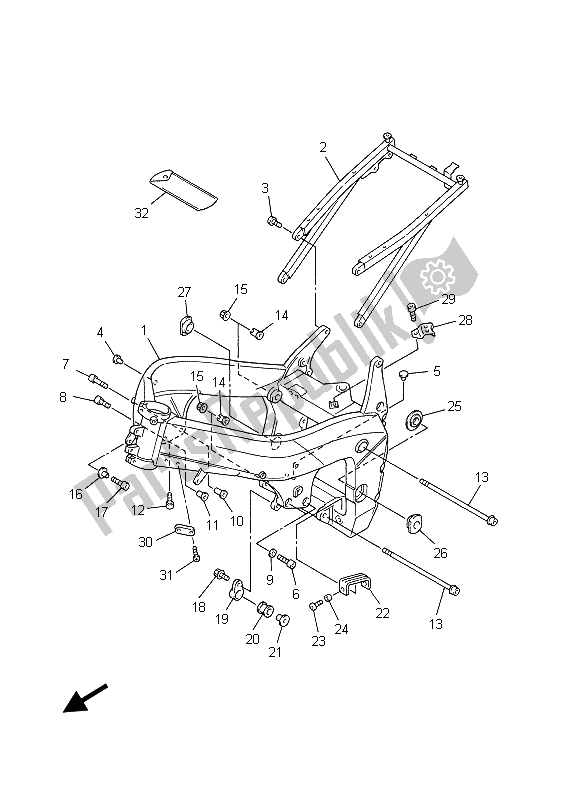 All parts for the Frame of the Yamaha YZF R7 700 1999