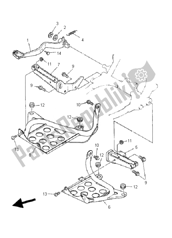 Todas as partes de Suporte E Apoio Para Os Pés do Yamaha YFZ 350 Banshee 2007