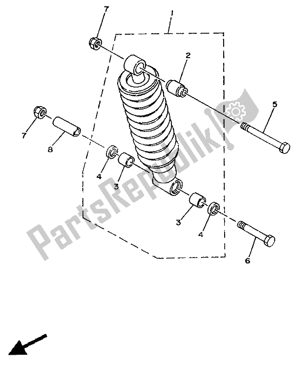 All parts for the Rear Suspension of the Yamaha TDR 125 1994