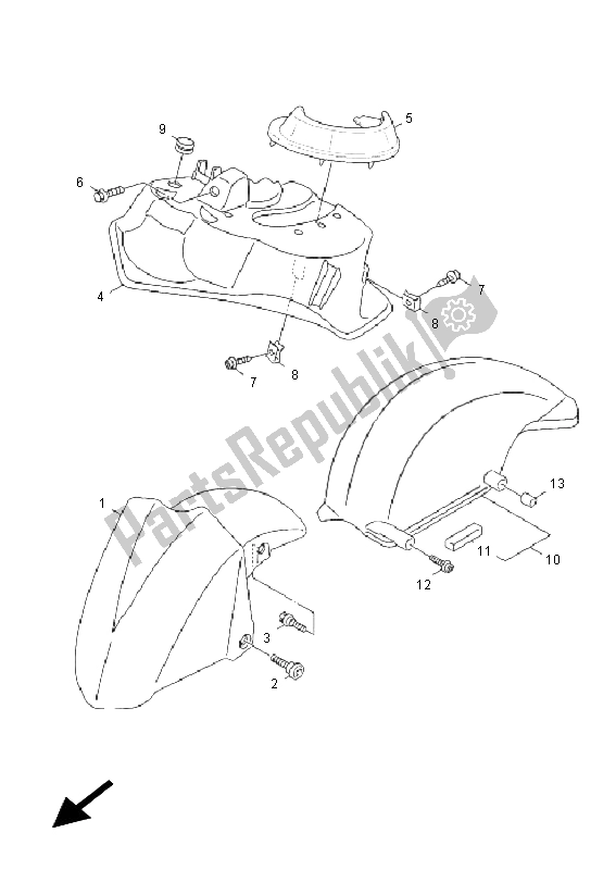 Toutes les pièces pour le Garde-boue Avant du Yamaha NXC 125E Cygnus X 2011