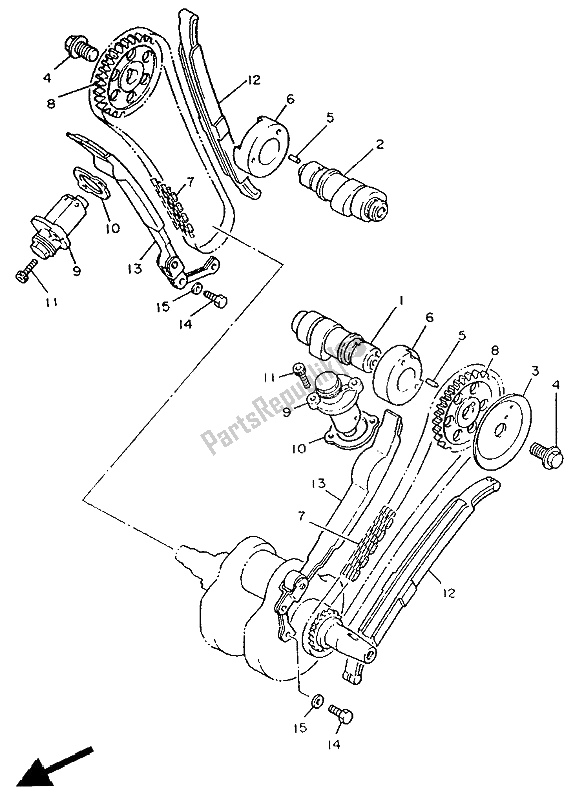 Todas las partes para árbol De Levas Y Cadena de Yamaha XV 535 Virago 1991