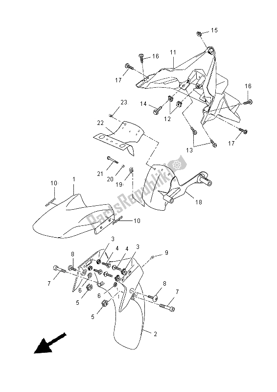 All parts for the Fender of the Yamaha YP 250 RA 2015