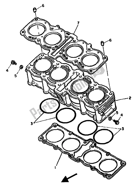 All parts for the Cylinder of the Yamaha GTS 1000A 1994