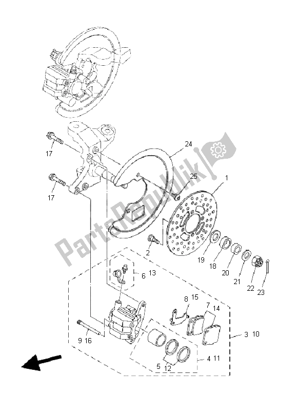 Toutes les pièces pour le étrier De Frein Avant du Yamaha YFM 660R 2002