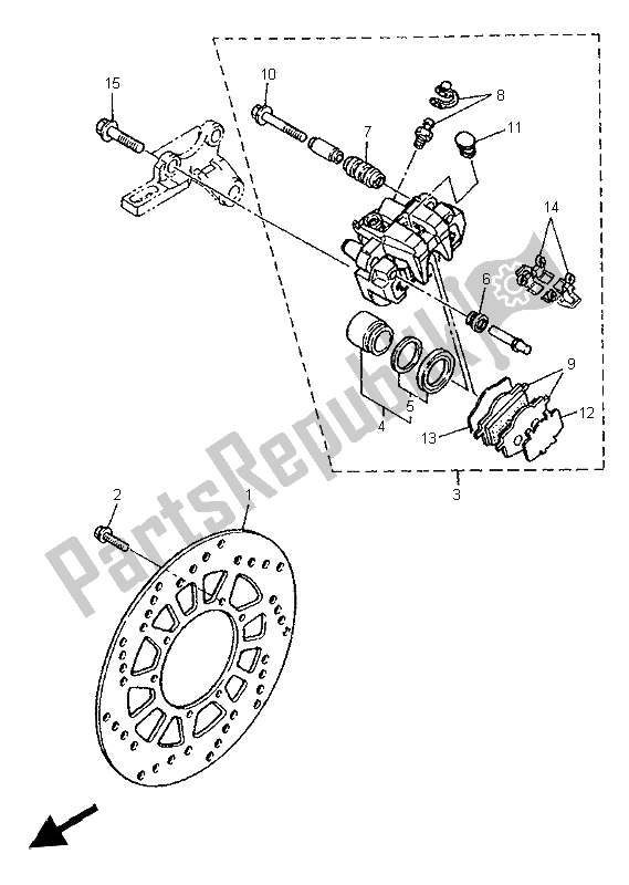 Tutte le parti per il Pinza Freno Posteriore del Yamaha XT 600E 1999