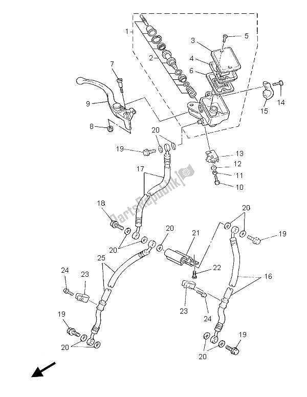 Tutte le parti per il Pompa Freno Anteriore del Yamaha BT 1100 Bulldog 2005