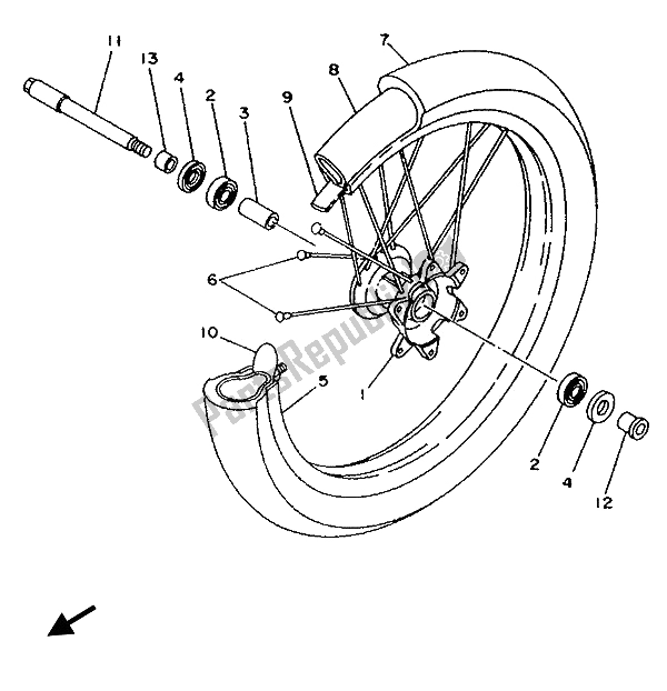 Toutes les pièces pour le Roue Avant du Yamaha YZ 125 LC 1992