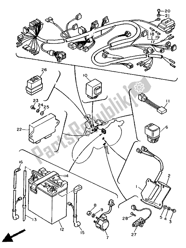 All parts for the Electrical 1 of the Yamaha XV 535 SE Virago 1988