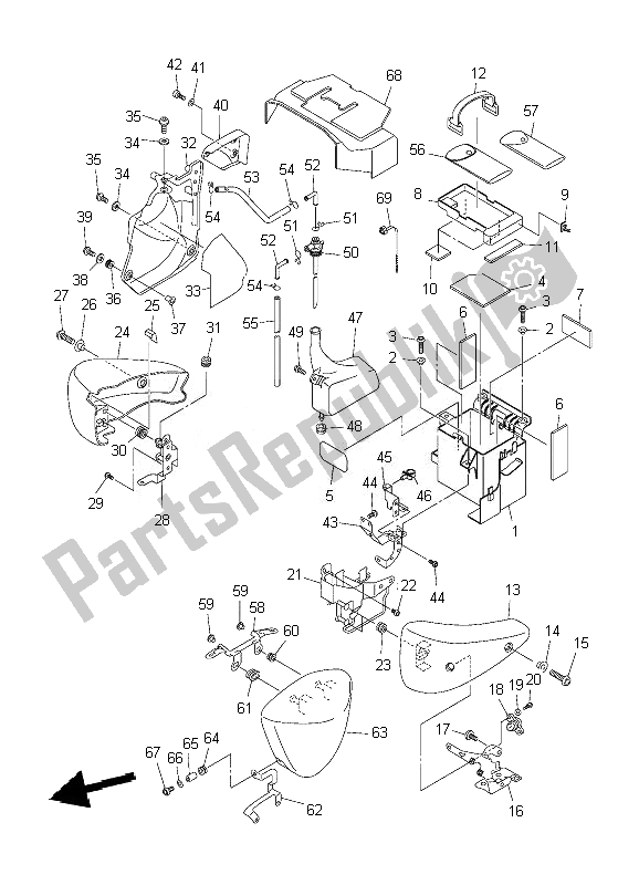 Todas las partes para Cubierta Lateral de Yamaha XVS 1300A 2007