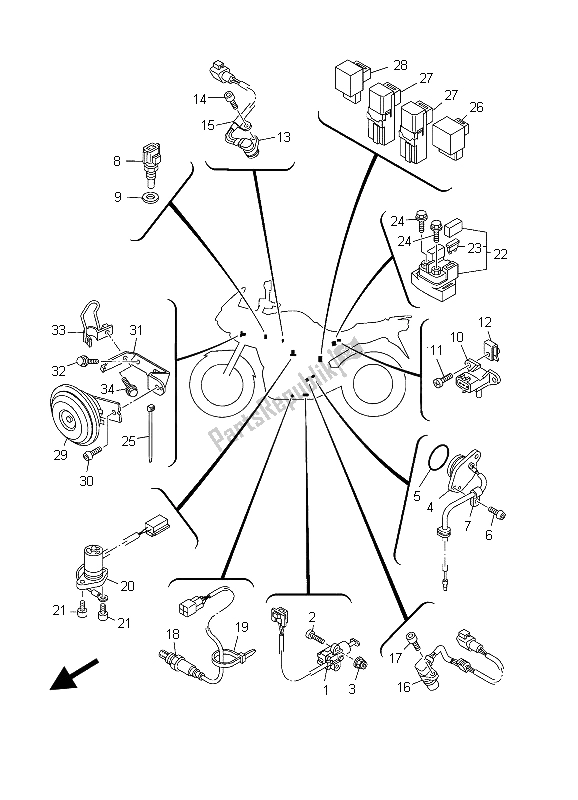 Tutte le parti per il Elettrico 2 del Yamaha TDM 900 2003