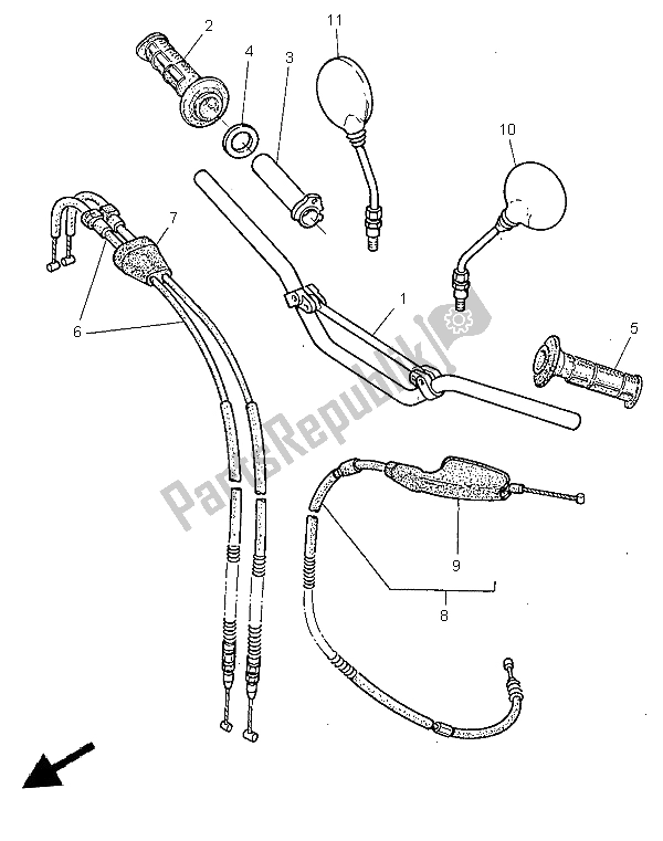 All parts for the Steering Handle & Cable of the Yamaha TT 600R 1999