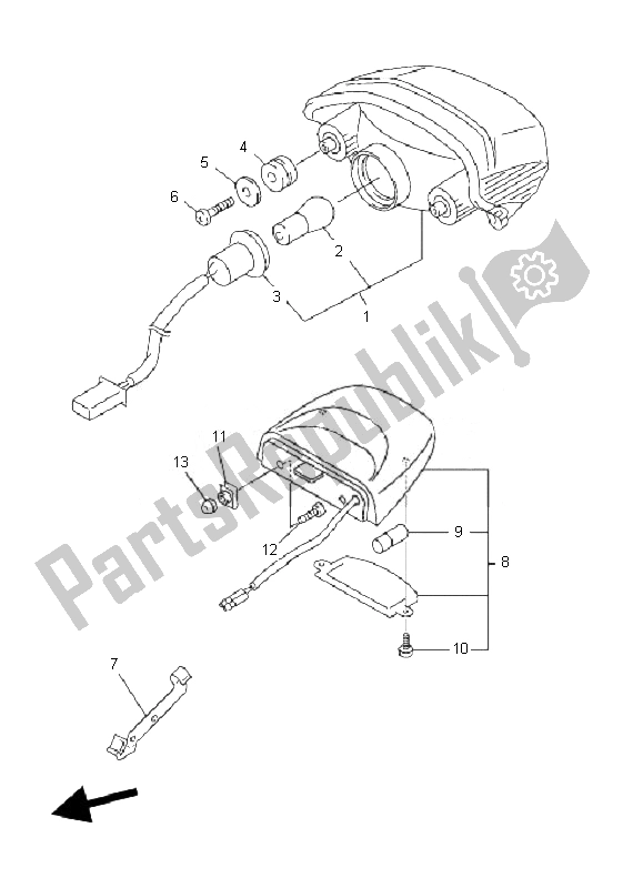 Todas as partes de Luz Traseira do Yamaha FZ6 SHG Fazer 600 2007