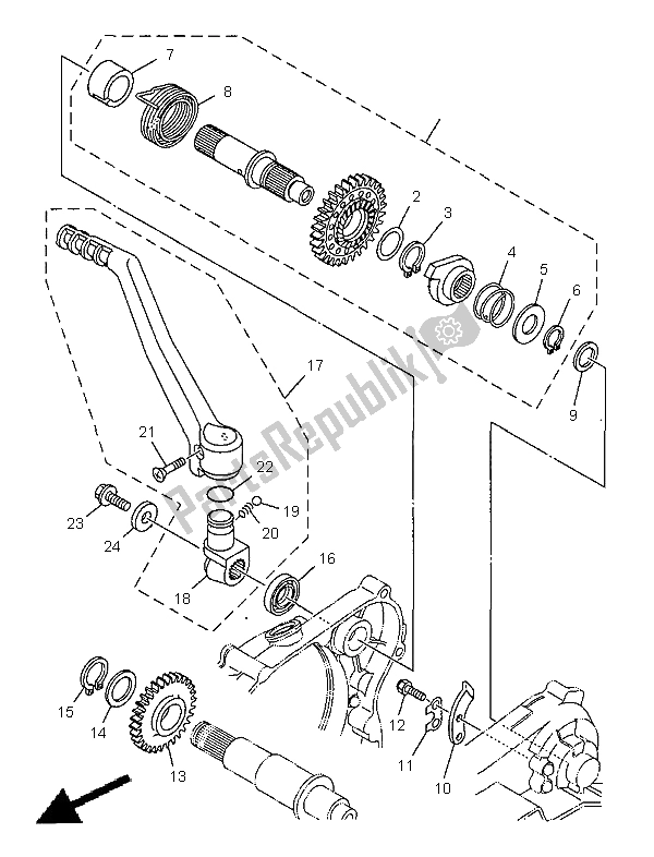 Tutte le parti per il Antipasto del Yamaha YZ 250 1999