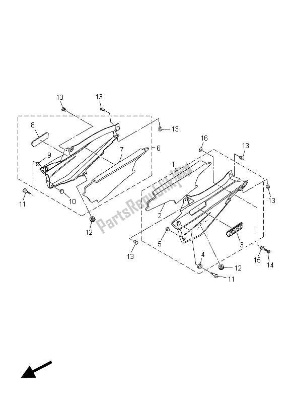 All parts for the Side Cover of the Yamaha FJR 1300A 2015