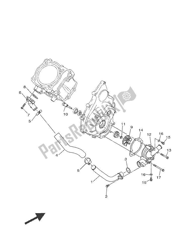 All parts for the Water Pump of the Yamaha YXE 700E 2016