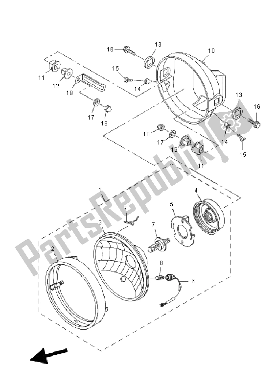 Todas las partes para Faro de Yamaha YBR 250 2011