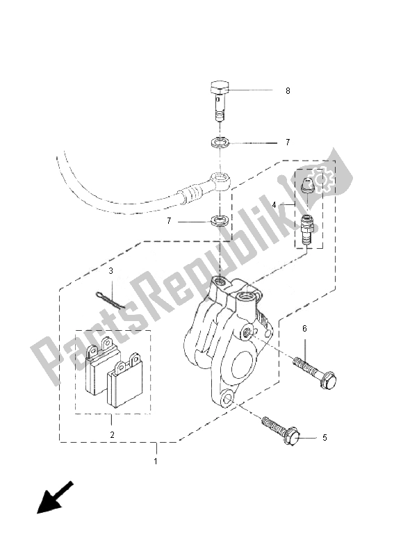 All parts for the Front Brake Caliper of the Yamaha DT 50R SM 2007