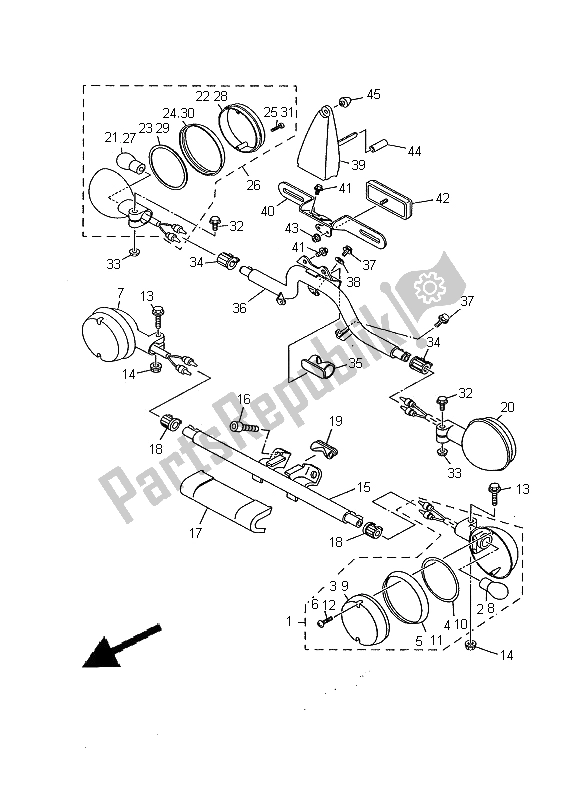 Todas as partes de Luz Intermitente do Yamaha XVS 1100A Dragstar Classic 2000