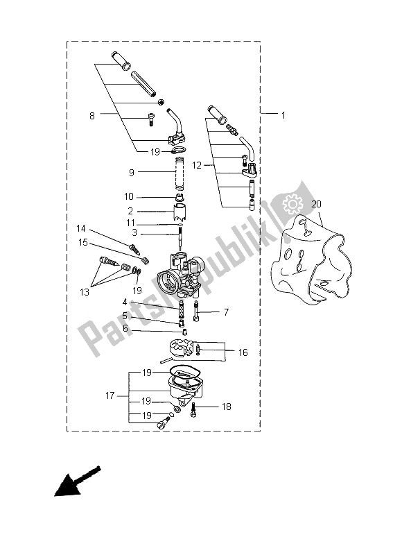 All parts for the Carburetor of the Yamaha EW 50N 2013