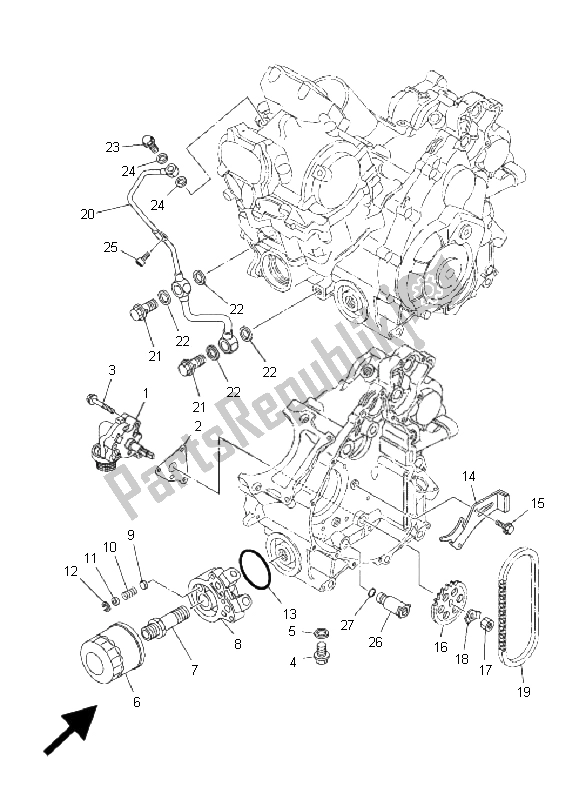 All parts for the Oil Pump of the Yamaha YXR 700F Rhino 2009