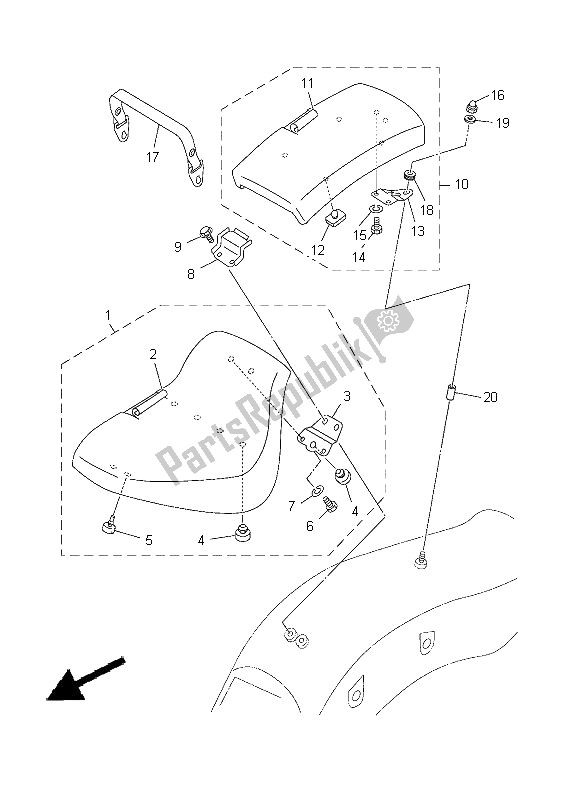 Tutte le parti per il Posto A Sedere del Yamaha XVS 650 Dragstar 2001