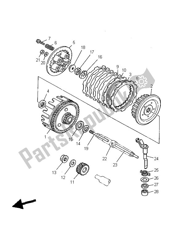 All parts for the Clutch of the Yamaha TDR 125 2002